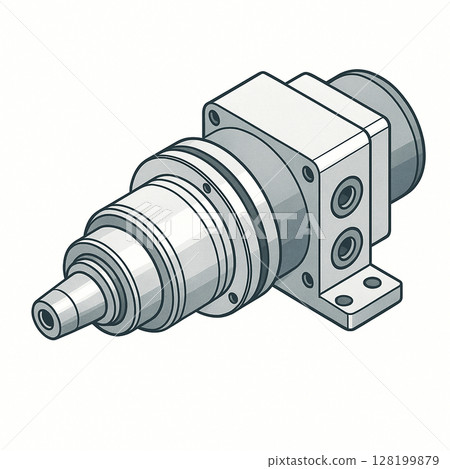 Illustration of a machining center spindle (main shaft) 128199879