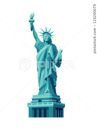 The Statue of Liberty flat cartoon isolated on white background. Vector illustration The Statue of Liberty flat cartoon isolated on white background. Vector illustration 128200079