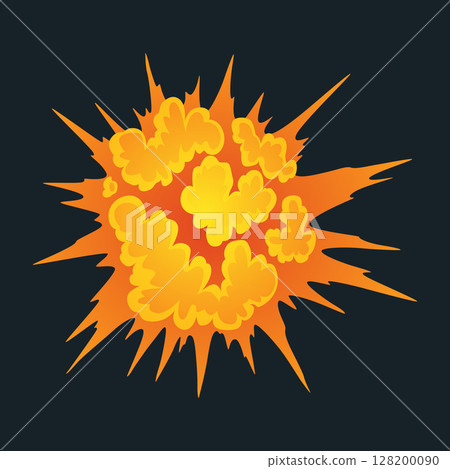 Explosion animation. Animation for game of the explosion effect. Cartoon animation for game. Exploding effect. Hand drawn vector illustration 128200090