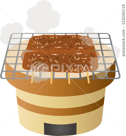 Grilled eel on a charcoal grill Grilled eel on a charcoal grill 128200218