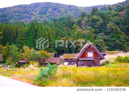 荻町合掌造村落、世界遺產、白川鄉、茅草屋頂 荻町合掌造村落、世界遺產、白川鄉、茅草屋頂 128200336