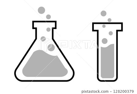 Set of Laboratory Test Glass icons on transparent background, flat line design, vector illustration Set of Laboratory Test Glass icons on transparent background, flat line design, vector illustration 128200379