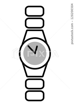 Wristwatch icon on transparent background, flat line design, vector illustration 128200384