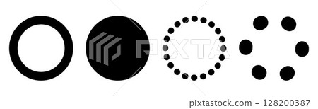 Set of Different Circles icon on transparent background, flat line design, vector illustration 128200387