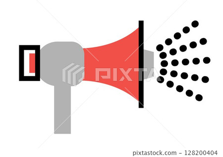 Megaphone icon, on transparent background, flat line design, vector illustration 128200404