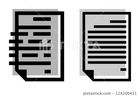 Set of Business objects icons: document and contract, on transparent background, flat line design, vector illustration 128200411