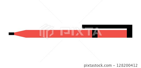 Pen icon, on transparent background, flat line design, vector illustration 128200412