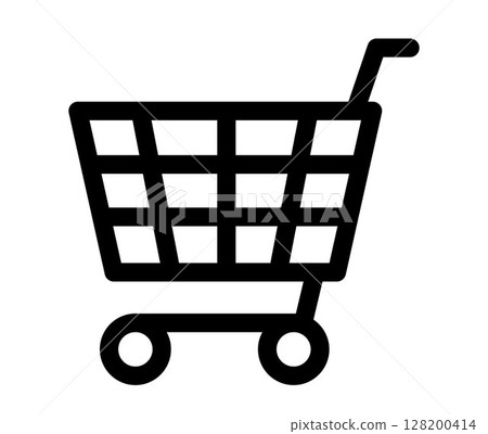 Shopping Cart icon, on transparent background, flat line design, vector illustration 128200414