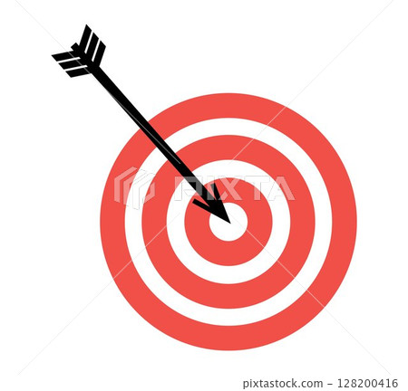 Business Goal icon, on transparent background, flat line design, vector illustration 128200416