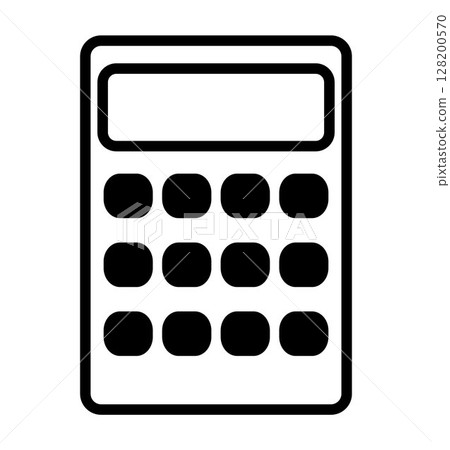 Calculator device icon on transparent background, flat line design, vector illustration Calculator device icon on transparent background, flat line design, vector illustration 128200570