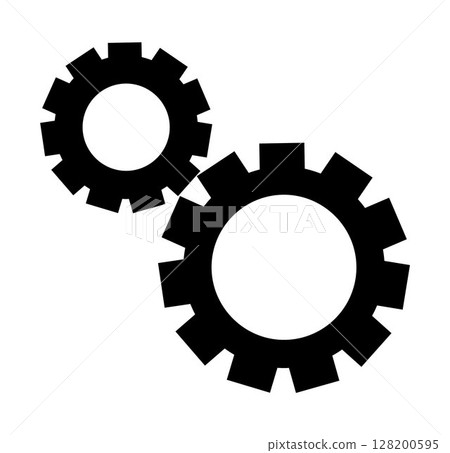 Gears icon on transparent background, flat line design, vector illustration Gears icon on transparent background, flat line design, vector illustration 128200595