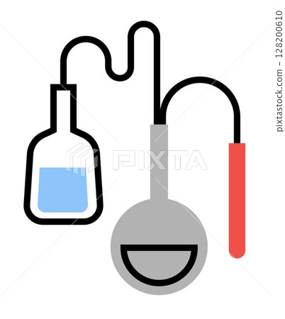 Laboratory Glassware Setup icon on transparent background, flat line design, vector illustration Laboratory Glassware Setup icon on transparent background, flat line design, vector illustration 128200610