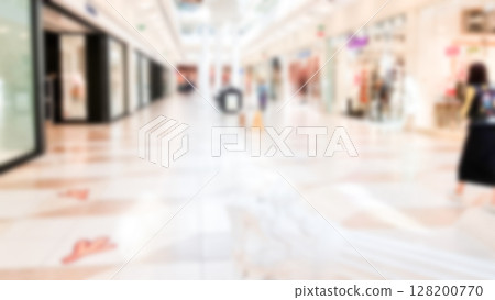 Abstract blur modern shopping center. Mall high fashion on light defocus background 128200770