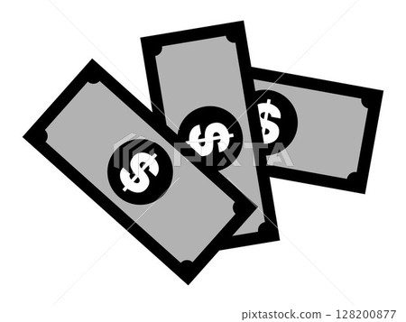 Money Cash Bills icon, on transparent background, flat line design, vector illustration 128200877