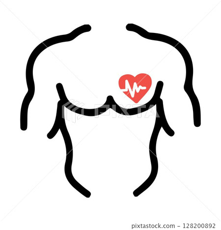 Human Body with Heart icon, on transparent background, flat line design, vector illustration Human Body with Heart icon, on transparent background, flat line design, vector illustration 128200892