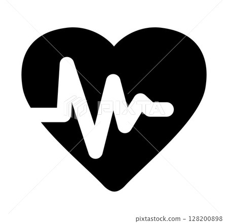 Heart with Pulse icon, on transparent background, flat line design, vector illustration Heart with Pulse icon, on transparent background, flat line design, vector illustration 128200898
