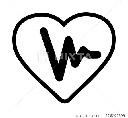 Heart with Pulse icon, on transparent background, flat line design, vector illustration Heart with Pulse icon, on transparent background, flat line design, vector illustration 128200899