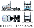 Vector semi-truck template isolated on white 128200920