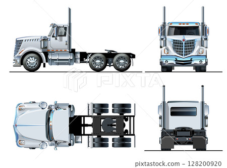 Vector semi-truck template isolated on white 128200920