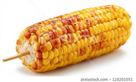A familiar sight at summer festival stalls, grilled corn with the fragrant smell of soy sauce that whets the appetite 128201051