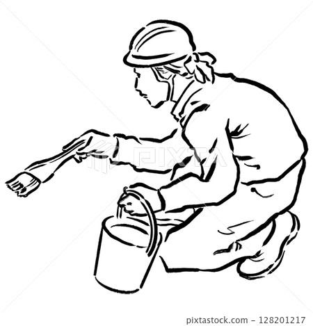 Ukiyo-e style artisan line drawing_01 Ukiyo-e style artisan line drawing_01 128201217