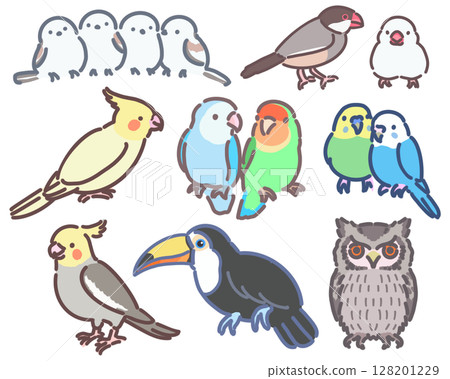 Cute bird illustration set Cute bird illustration set 128201229