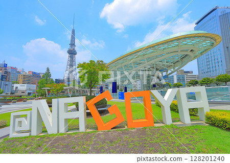 愛知縣名古屋市名古屋電視塔和水上太空船的風景 愛知縣名古屋市名古屋電視塔和水上太空船的風景 128201240