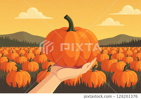 Big pumpkin vegetable garden, farm, seedlings, plants, vegetables. AI Generative Big pumpkin vegetable garden, farm, seedlings, plants, vegetables. AI Generative 128201376