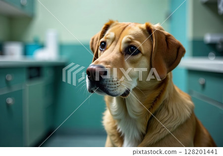 Dog veterinarian appointment, pet health care veterinary clinic. AI Generative 128201441