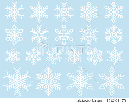 白色雪花線圖示集 白色雪花線圖示集 128201473