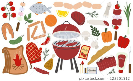 Hand drawn barbecue party set 128201512