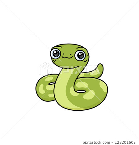 Cute cartoon snake. Happy animal character 128201602