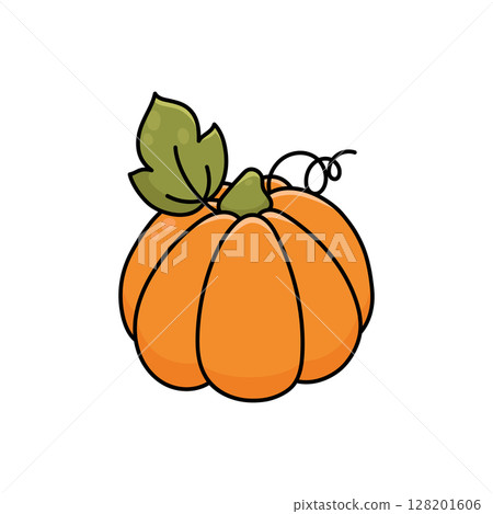 Cute pumpkin. Halloween and Thanksgiving symbol or decor 128201606