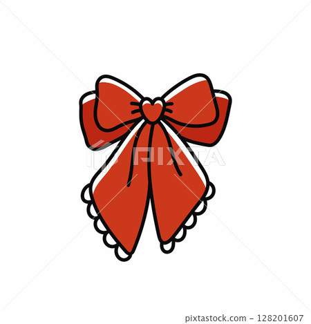 Elegant red bow with heart and lace Elegant red bow with heart and lace 128201607