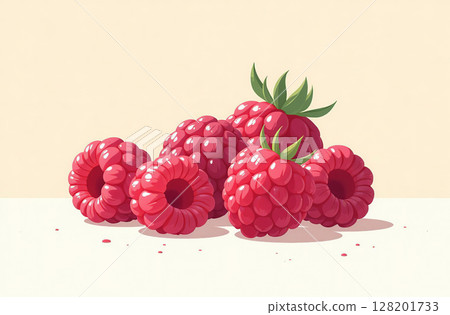 Raspberry on table, close-up of fresh berries, bright kitchen. AI Generative 128201733
