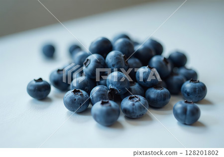 Blueberry on table, close-up of fresh berries, bright kitchen. AI Generative Blueberry on table, close-up of fresh berries, bright kitchen. AI Generative 128201802