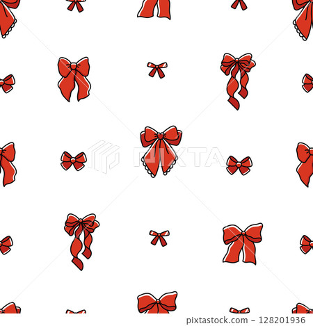 Classic seamless pattern of elegant red bow knots Classic seamless pattern of elegant red bow knots 128201936