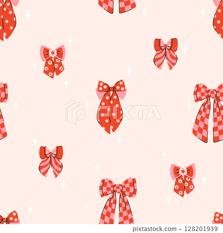 Retro seamless pattern of elegant bow knots Retro seamless pattern of elegant bow knots 128201939