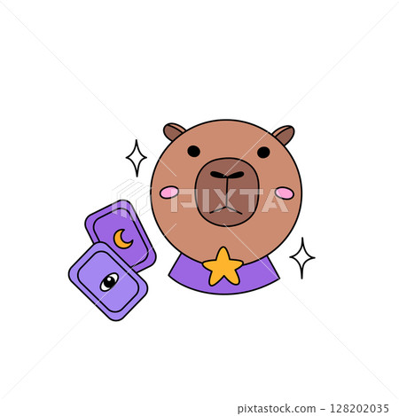 Funny capybara head as a magic ball for fortune telling 128202035