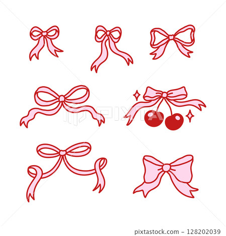 Set of elegant bow knots, gift bows 128202039