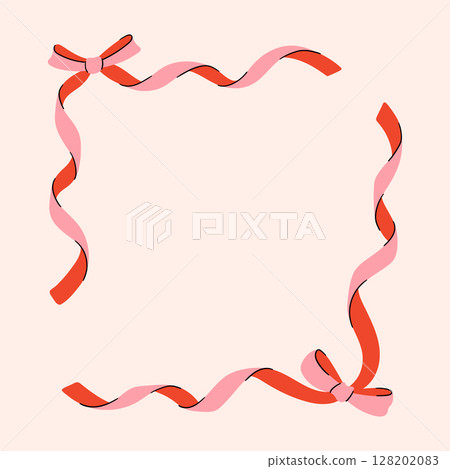 Frame of coquette pretty charming pink bows and ribbons 128202083