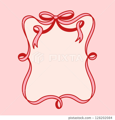 Frame of coquette chic charming bows and ribbons Frame of coquette chic charming bows and ribbons 128202084