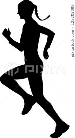Silhouette of young attractive woman jogging vector Silhouette of young attractive woman jogging vector 128202099