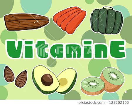 Vitamin E image illustration (with background) (English text) 128202103