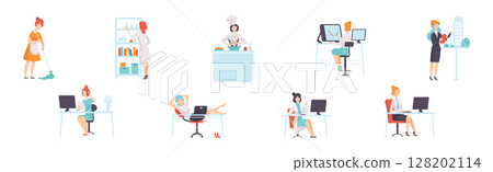Woman Character of Different Profession Have Choice Vector Set Woman Character of Different Profession Have Choice Vector Set 128202114