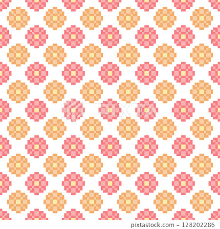 Red and orange flower pixel art Red and orange flower pixel art 128202286