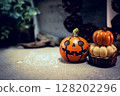 Halloween pumpkins and little pumpkins 128202296