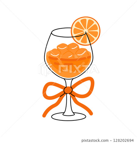 Aperol spritz with ice cubes 128202694