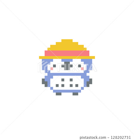 Pixel art of a straw hat and a blue owl Pixel art of a straw hat and a blue owl 128202731