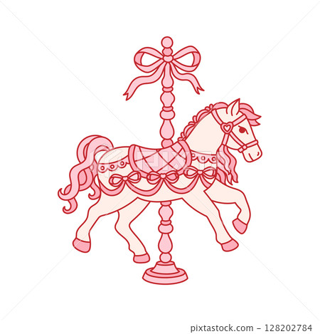 Vintage toy, carousel horse stylized in coquette aesthetic 128202784